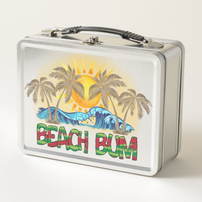 Beach Bum | Ocean Waves | Tropical Metal Lunch Box (Front)