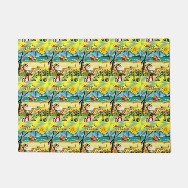 Beach Bum Santa Christmas Door Mat (Front)