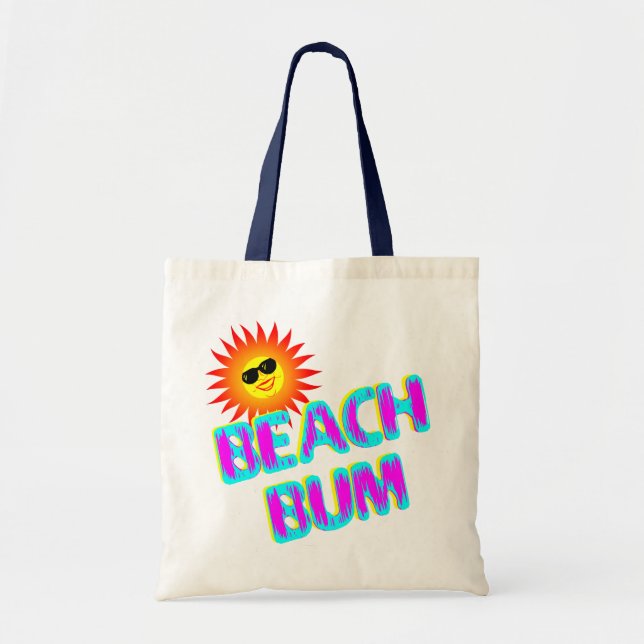 Beach Bum Saying with Sunshine Canvas Tote Bag (Front)