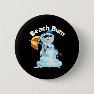 Beach Bum Snowman Christmas In July Beach Vacation 6 Cm Round Badge