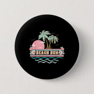 Beach Bum Summer Vacation Beach Party Retro Men Wo 6 Cm Round Badge