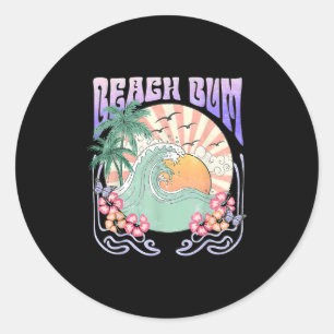 Beach Bum Sunset Summer Vacation Hawaii Family Mat Classic Round Sticker