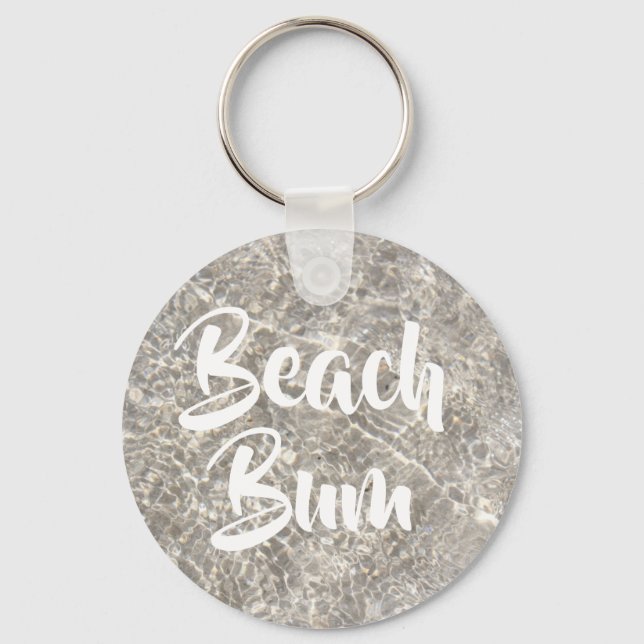 Beach bum water on beach sand cute key ring (Front)