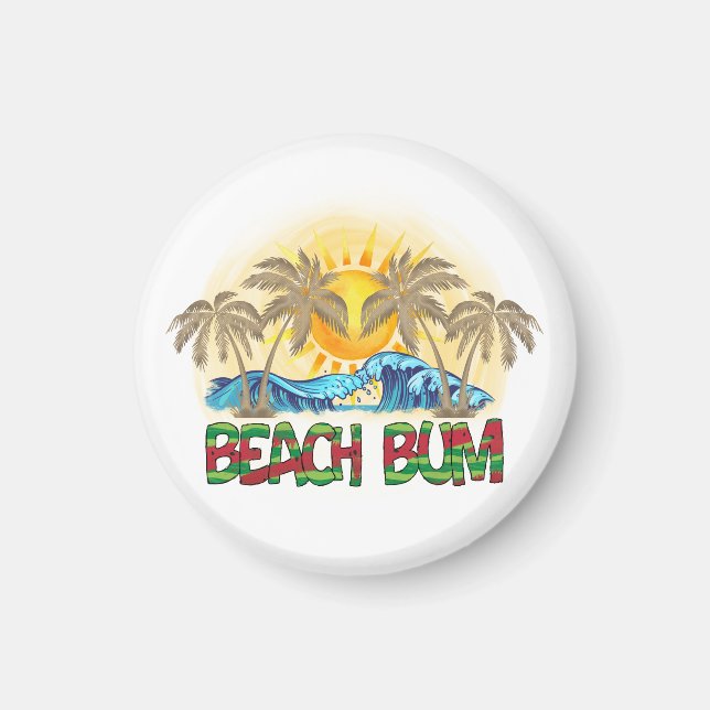 Beach Bum | Watermelon, Ocean Waves & Tropical Sun Magnet (Front)