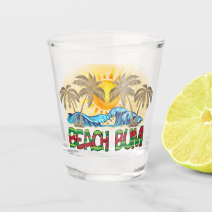 Beach Bum Watermelon, Ocean Waves & Tropical Sun Shot Glass
