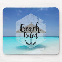 Beach Bum with Thatched Beach Umbrella