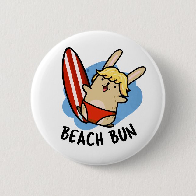 Beach Bun Funny Bunny Pun  6 Cm Round Badge (Front)