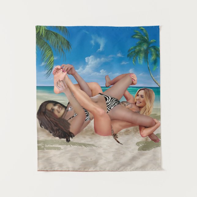 BEACH BUNNY'S TICKLE WRESTLING TAPESTRY (Front)