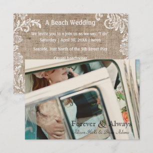 Beach Burlap & Lace - 3x5 Wedding Invitation