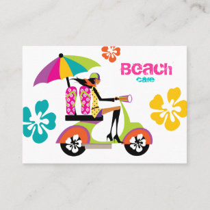 Beach Business Card Scooter Girl Flip Flops