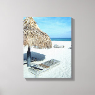Beach Cabana Tropical Scenic Art Canvas Print