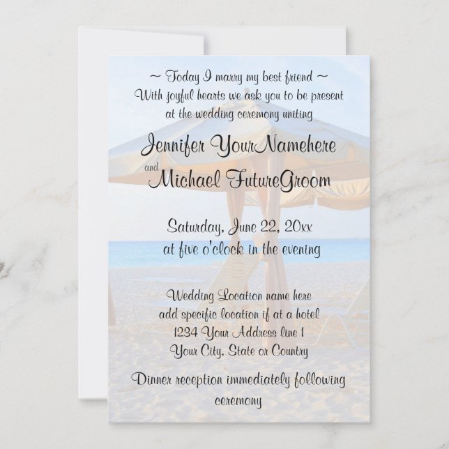 Beach Cabana Wedding Invitation (Front)