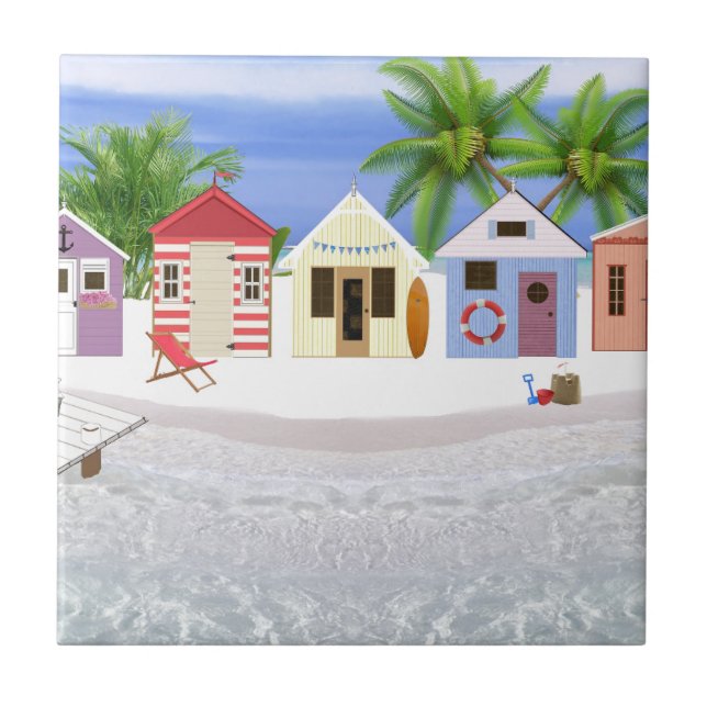 BEACH CABANAS CERAMIC TILE (Front)