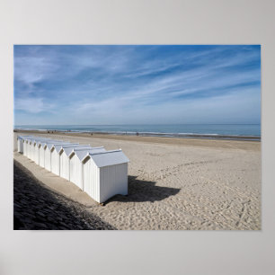 Beach cabins at Fort Mahon in France Poster