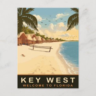 Beach Cabins at Key West, Florida, Vintage Travel Postcard