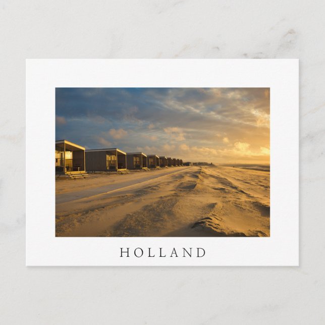 Beach cabins at sunset at the dutch coast postcard (Front)