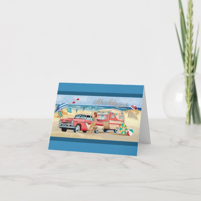 Beach Camper + Classic Car Note Cards (Front)