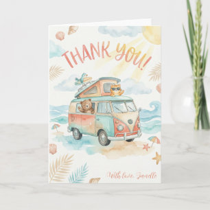 Beach Camper Van Thank You Cute Summer Vacation Card