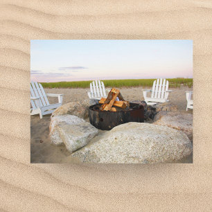 Beach Campfire  At Dusk Cape Cod Postcard