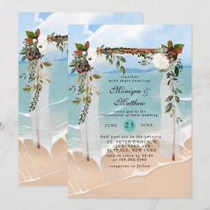 Beach Canopy Floral Tropical Modern Wedding Invitation