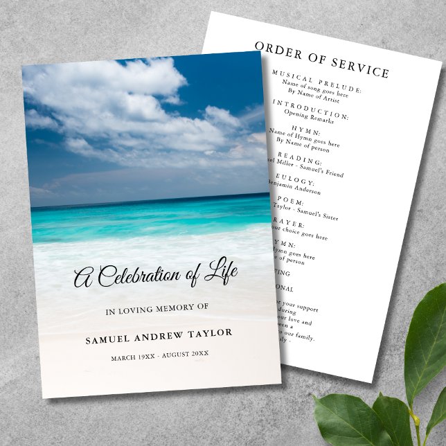 Beach Celebration of Life Funeral Program (Beach Celebration of Life Program)