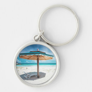 Beach Chair And Umbrella Silver Sands Beach Key Ring