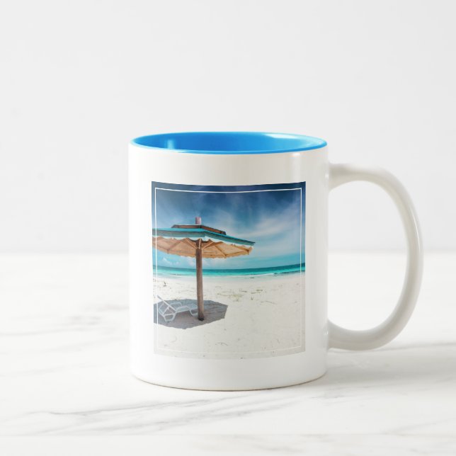 Beach Chair And Umbrella | Silver Sands Beach Two-Tone Coffee Mug (Right)