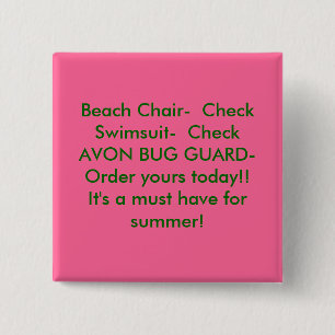 Beach Chair- CheckSwimsuit- CheckAVON BUG GUA... 15 Cm Square Badge