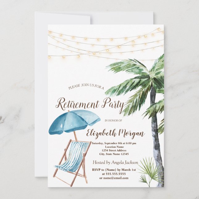 Beach Chair,Parasol Palm Invitation (Front)