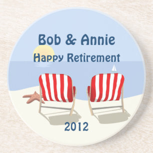 Beach Chair Retired Personalised Coaster