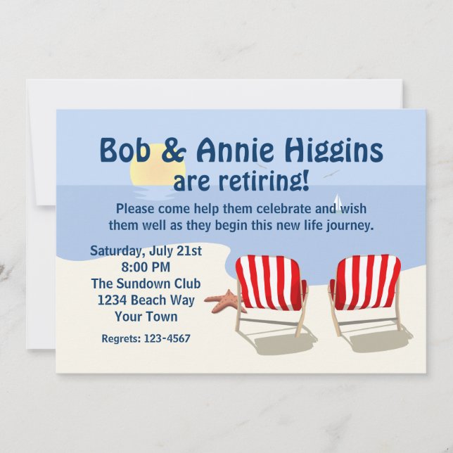 Beach Chair Retirement Party Invitation (Front)