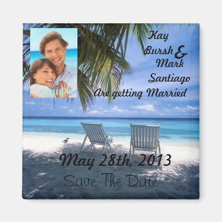 Beach chair Save the date wedding magnet w/photo!!