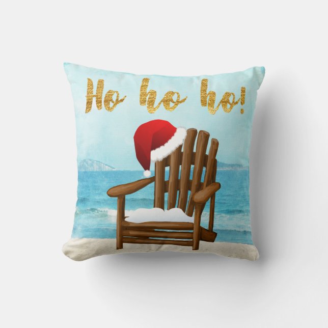 Beach Chair Tropical Christmas Pillow (Front)