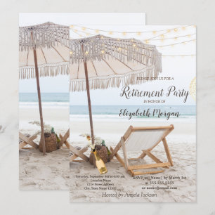Beach Chair Wine Retirement Party Invitation