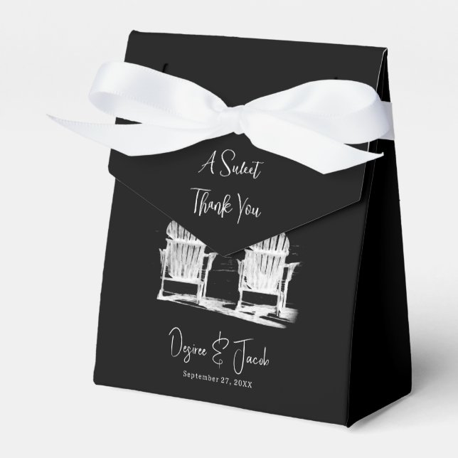 Beach Chairs Adirondack Black And White Wedding Favour Box (Front Side)