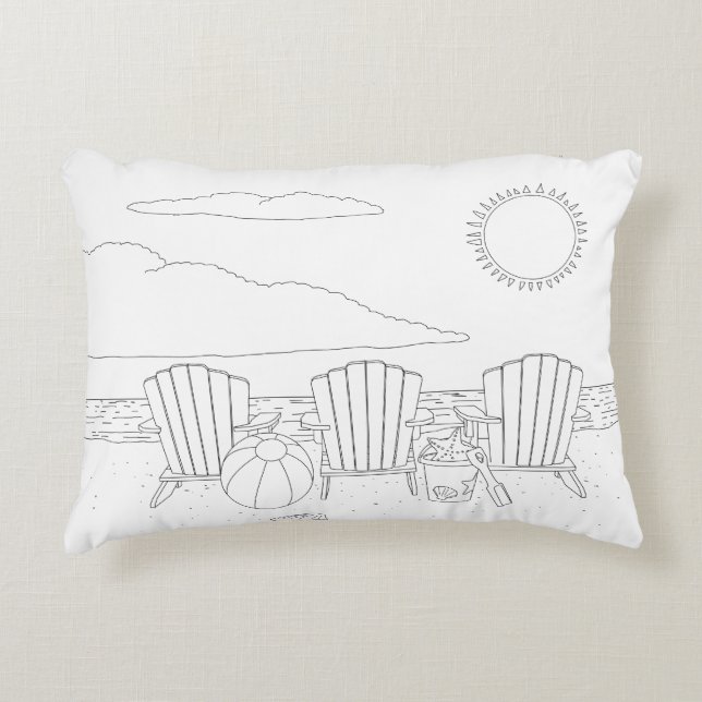 Beach Chairs Adult Colouring Pillow (Front)