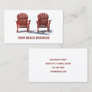 Beach Chairs Brown White Rustic Business Card