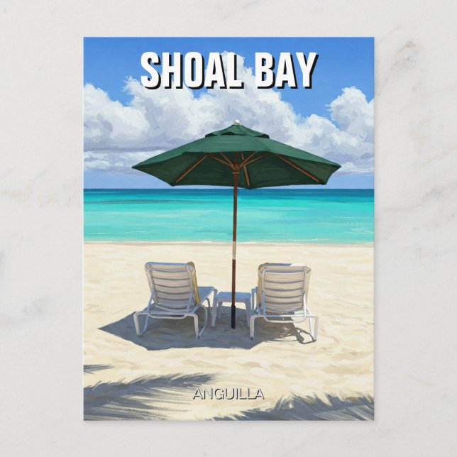 Beach chairs in Shoal Bay Anguilla Travel Postcard (Front)