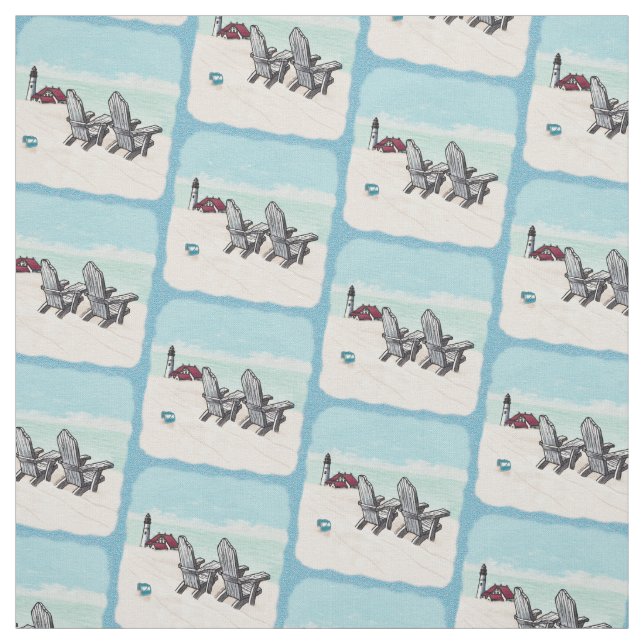 Beach Chairs Lighthouse Fabric (Swatch)