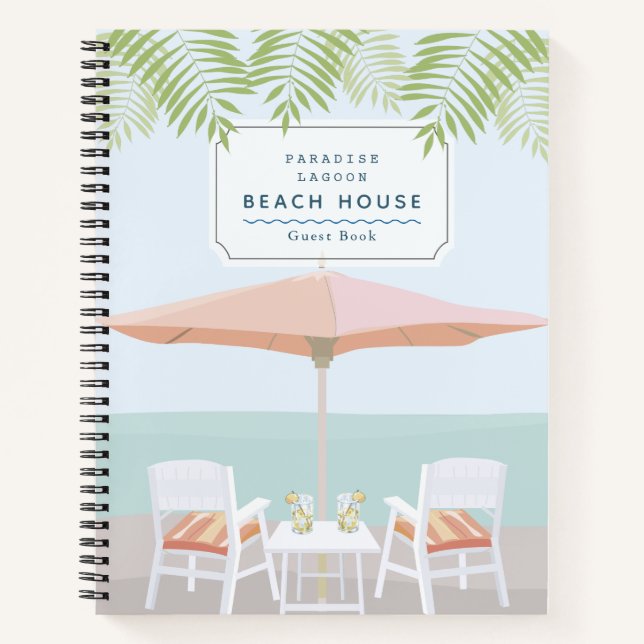 Beach Chairs Palm Trees Vacation Rental Guest Book (Front)