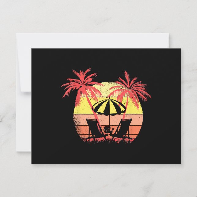 Beach Chairs Parasol Summer Sunset 80s Palm Tree (Front)