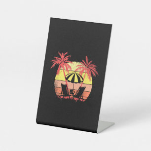 Beach Chairs Parasol Summer Sunset 80s Palm Tree Pedestal Sign