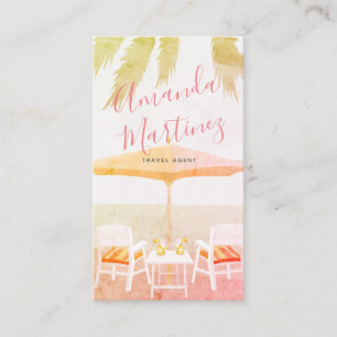 Beach Chairs Pink Vacation Rental Business Card