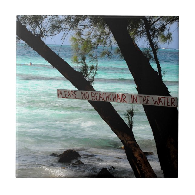 Beach Chairs Rum Point Grand Cayman Ceramic Tile (Front)