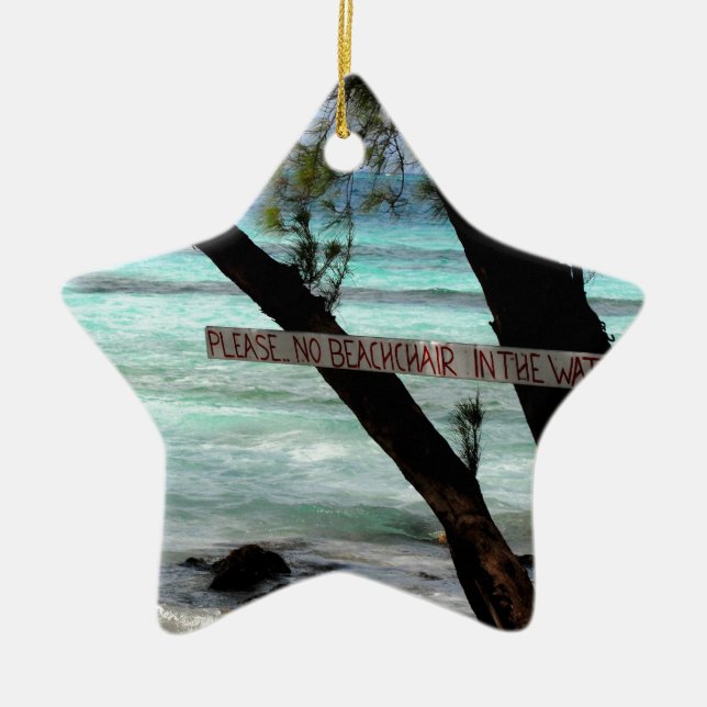 Beach Chairs Rum Point Grand Cayman Ceramic Tree Decoration (Front)