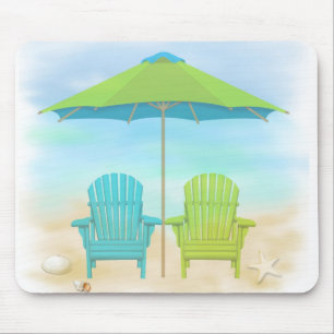Beach Chairs, Umbrella, Beach Mouse Pad