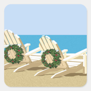 Beach Chairs & Wreaths Square Sticker