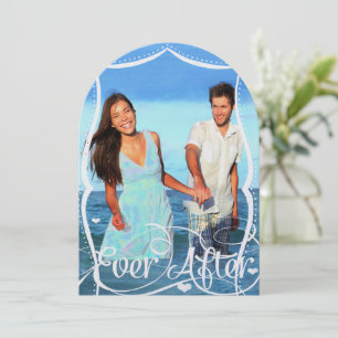 Beach Chalkboard Typography Photo Wedding Invite