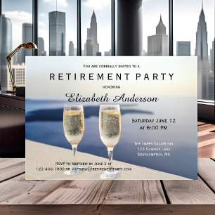Beach Champagne Retirement Party Invitation