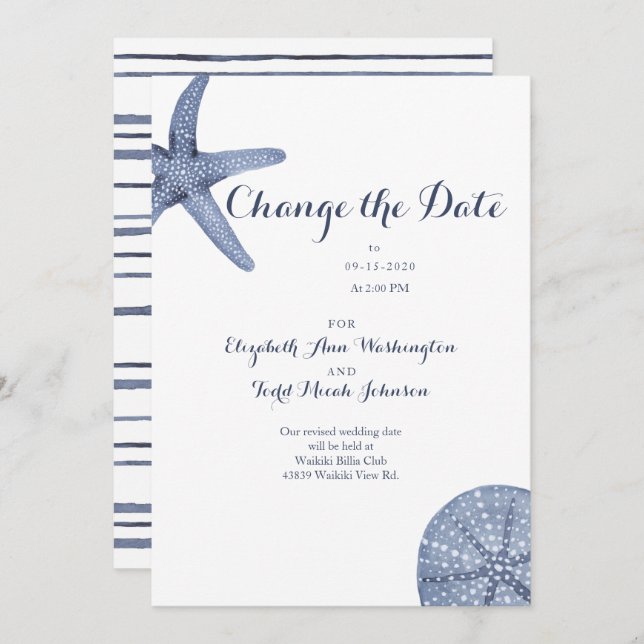 Beach Change the Date Watercolor Card (Front/Back)